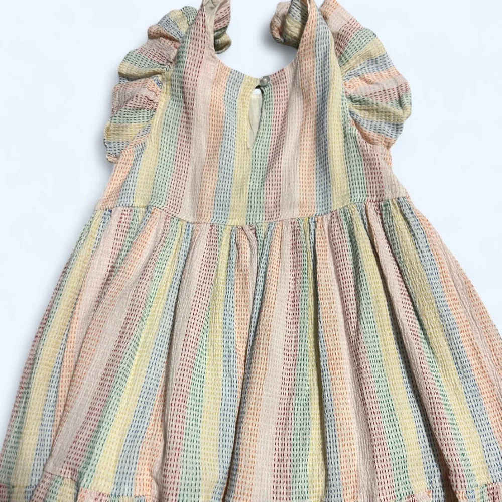 Pink Chicken Pastel Striped Kids Dress